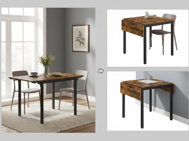 Bobbel Home Eettafel Inklapbaar - Ruimtebesparend Klaptafel, Stabiel en Stijlvol - 120x78 cm Bruin