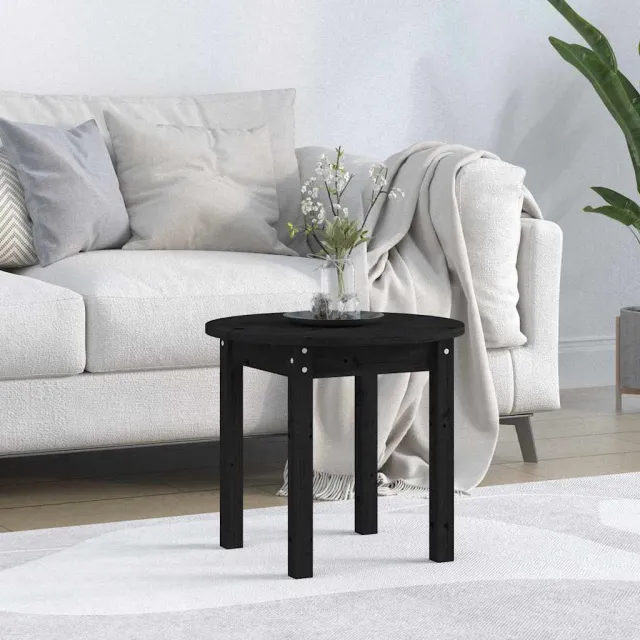 vidaXL Salontafel Ø 45x40 cm massief grenenhout zwart, foto 2