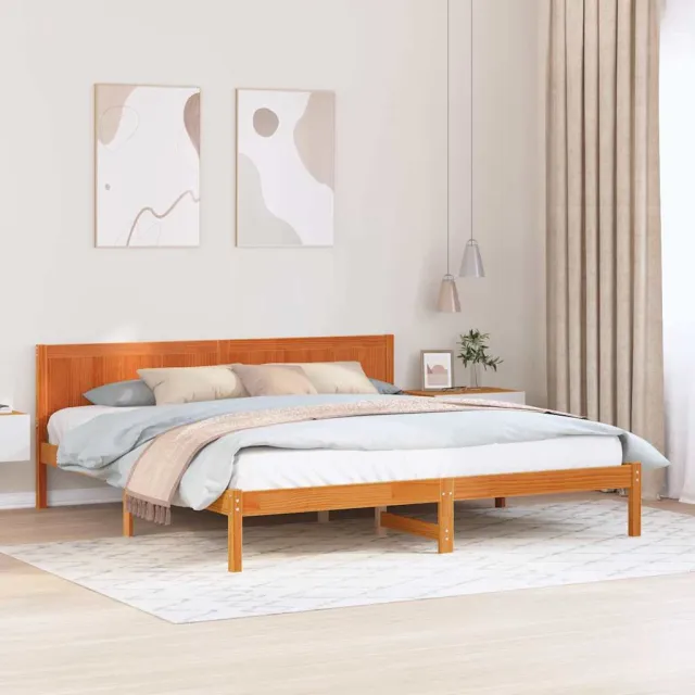 vidaXL Bedframe Bruin 200 x 200 cm Massief grenenhout