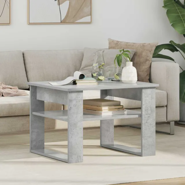 vidaXL Salontafel Beton Grijs 64 x 54 x 44 cm Bewerkt hout, foto 2