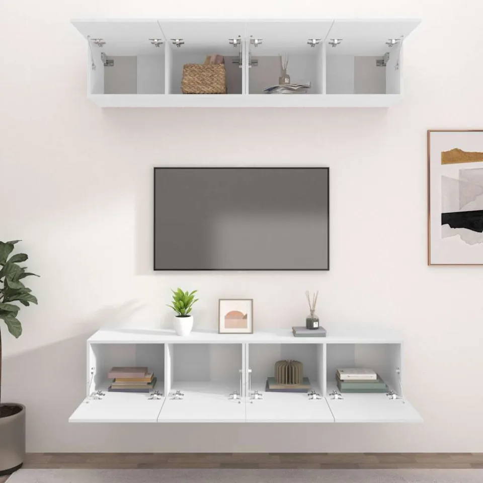 vidaXL Tv-meubels 4 st 80x30x30 cm bewerkt hout wit, foto 2