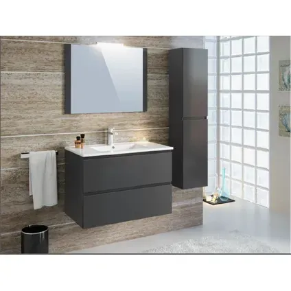T-bath Badmeubelset Milenio 80cm Grijs Glanzend, foto 2