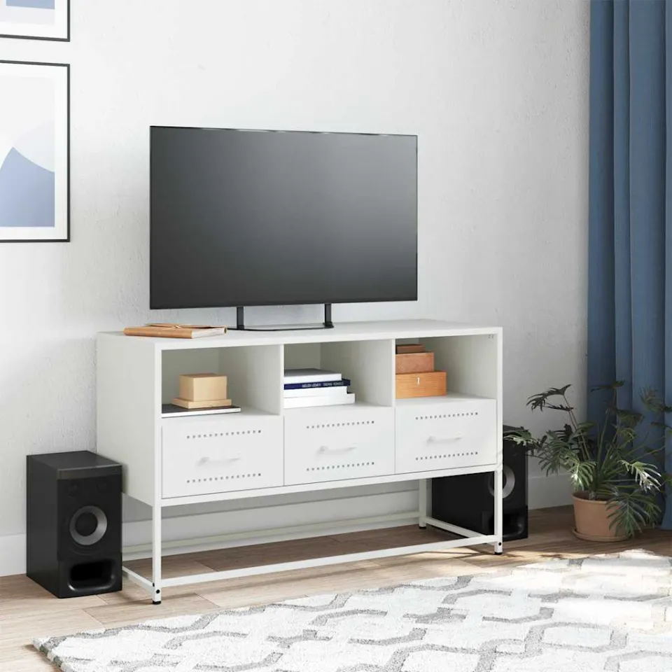 vidaXL Tv-meubel 100,5x39x60,5 cm staal wit, foto 3