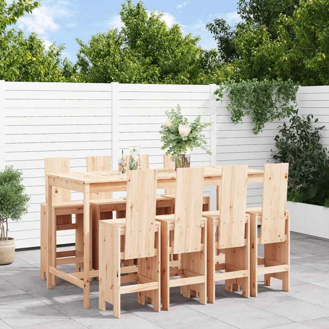 vidaXL 9-delige Barset massief grenenhout bruin, foto 2