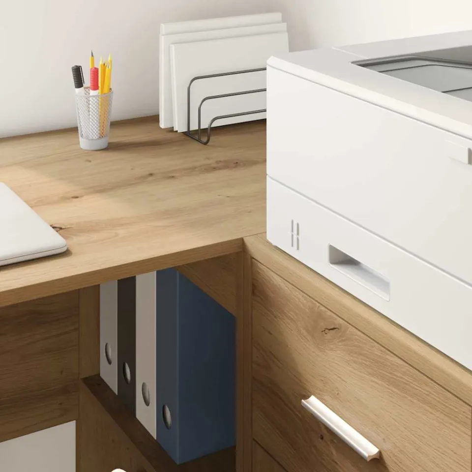 vidaXL Hoekbureau met lade met plank Artisan Eiken 102 x 88 x 75 cm, foto 4