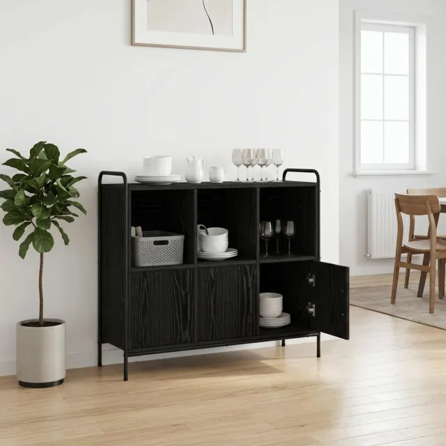 vidaXL Dressoir Zwart eiken 97 x 33 x 81 cm Bewerkt hout