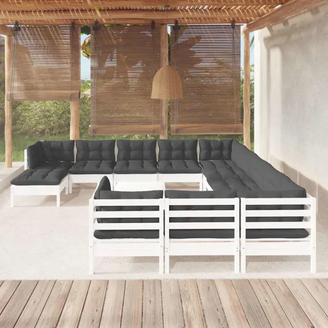 vidaXL 13-delige Loungeset met kussens grenenhout wit, foto 2