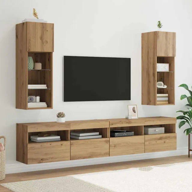 vidaXL Wandgemonteerde TV-kasten 2 st Artisan Eiken Bewerkt hout Bruin