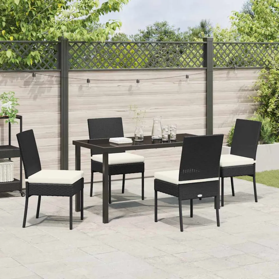 vidaXL Tuin eettafelset 5 st Zwart Gepoedercoat staal, foto 3