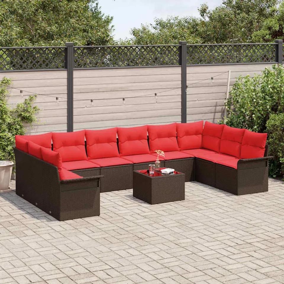 vidaXL Tuin Sofa Set 11 st Bruin poly rattan, foto 3
