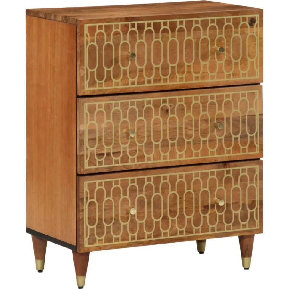 vidaXL Bijzetkasten 2 st 60x33x75 cm massief mangohout bruin, foto 2