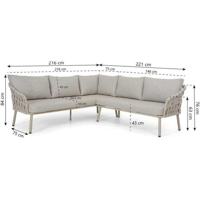 Coco Hoek loungeset 5 personen Rope Zand/Beige Coco Oliva
