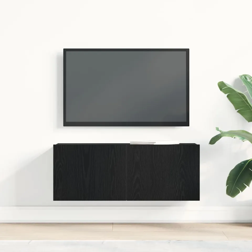 vidaXL TV-kast 80 x 30 x 30 cm Zwart Eiken Bewerkt hout, foto 3