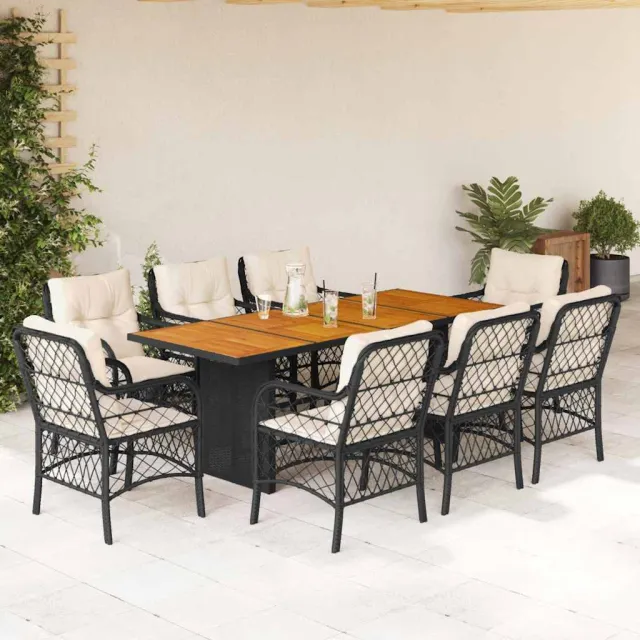 vidaXL 9-delige Tuinset poly rattan zwart, foto 2