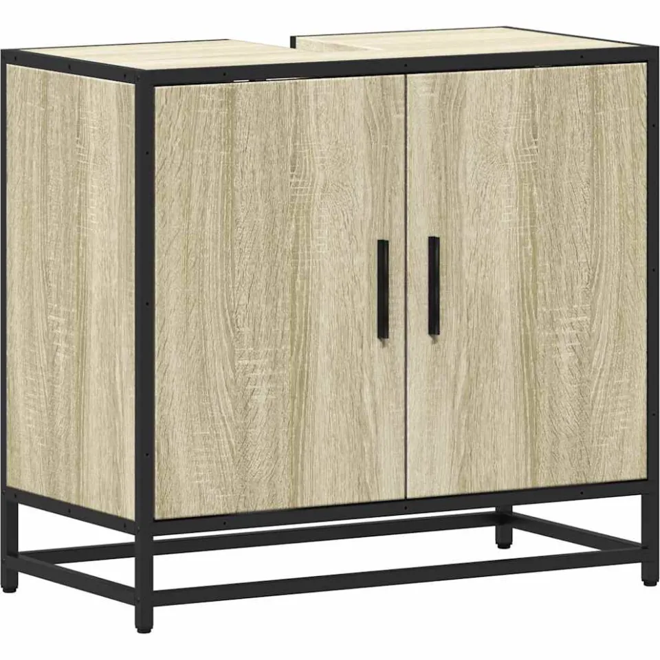 vidaXL Wastafelkast Sonoma eiken 65x33x60 cm bewerkt hout Bruin
