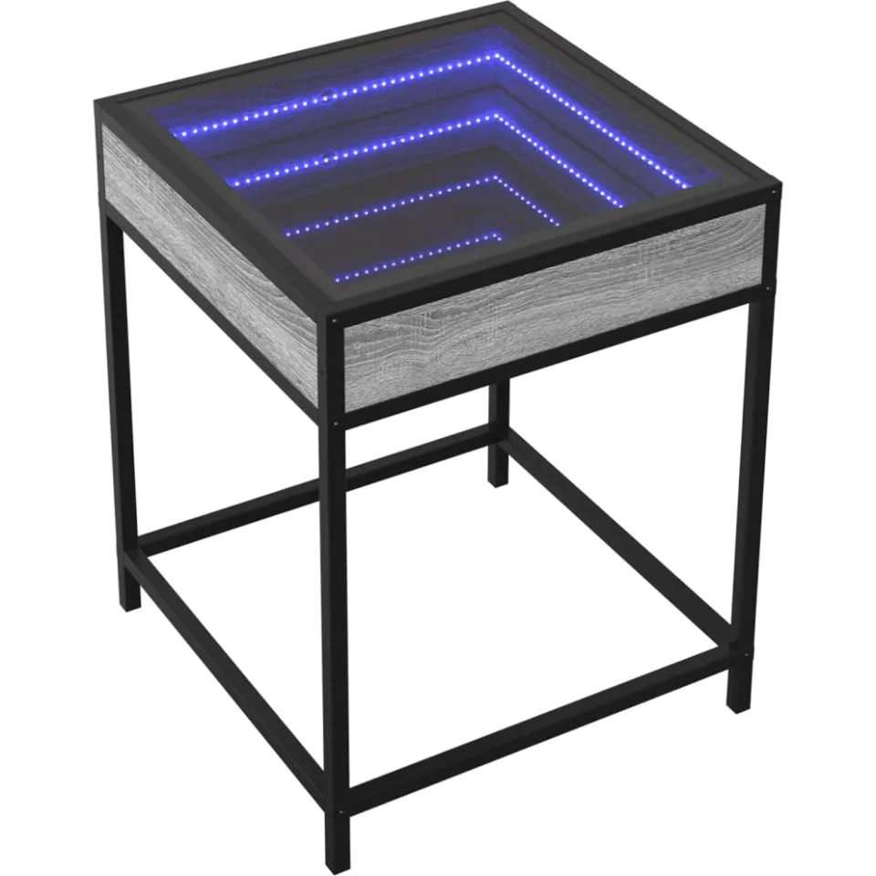 vidaXL Nachtkastje met Infinity LED 40x40x51 cm grijs sonoma eiken