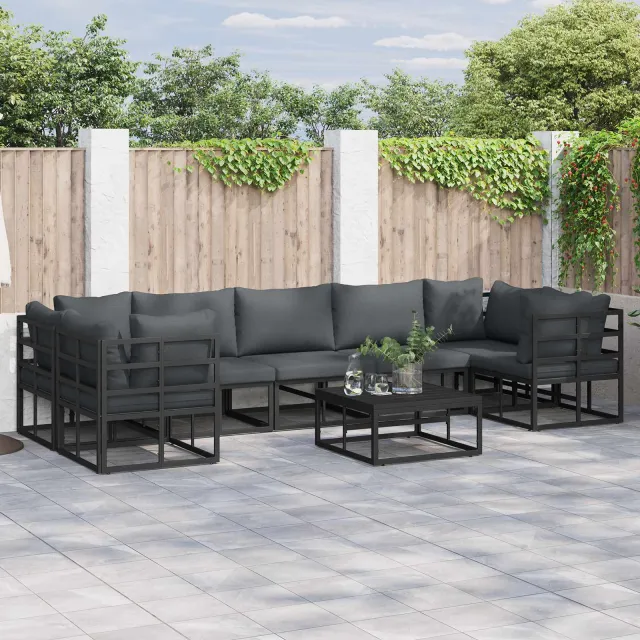 vidaXL Tuinbankenset 8 st Zwart Aluminium, foto 2
