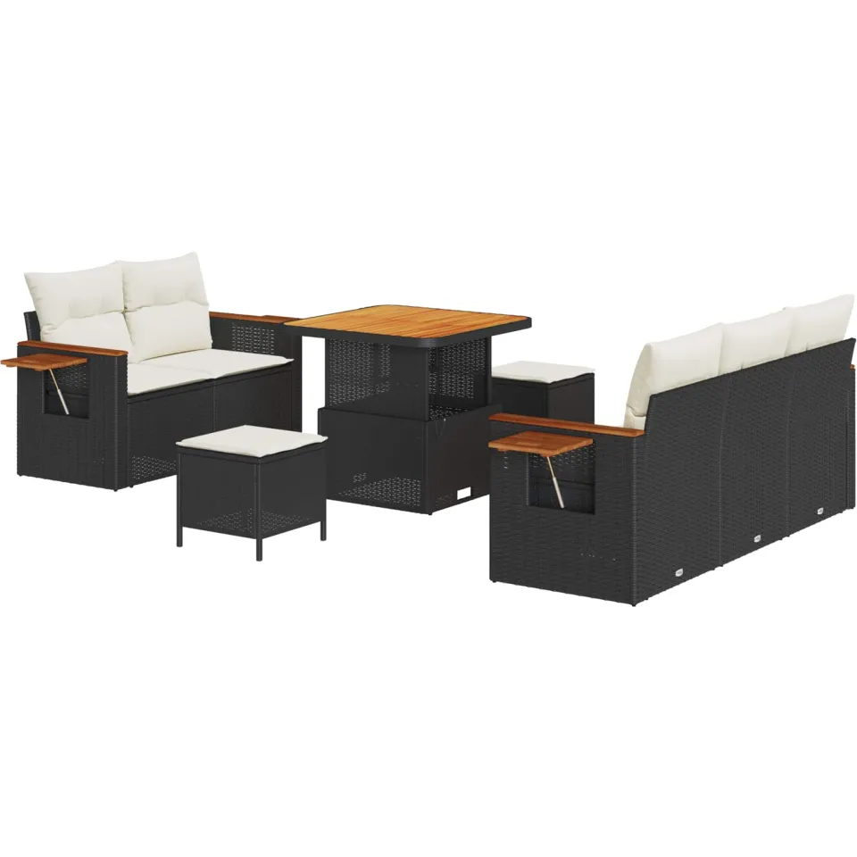 vidaXL Tuinbankenset 8 st Zwart poly rattan