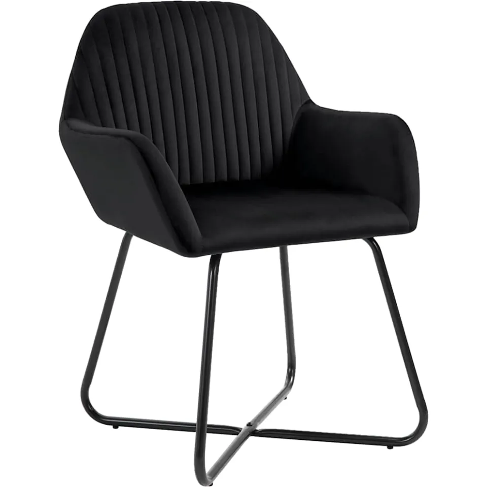 vidaXL Eetkamerstoelen 6 st fluweel zwart, foto 2