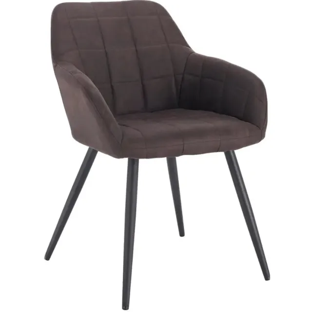 Klarven Eetkamerstoel Stof donkerbruin - Dining Chair - Metalen frame, Stevig gestoffeerd - Ergonomisch zitcomfort, Eenvoudig te monteren