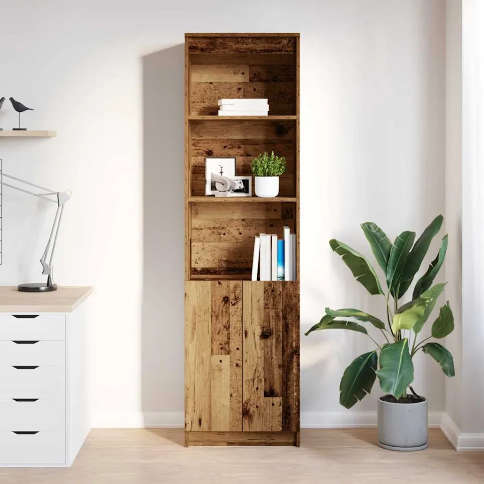 vidaXL Hoge kast 50x35x180 cm bewerkt hout oud houtkleurig bruin, foto 3
