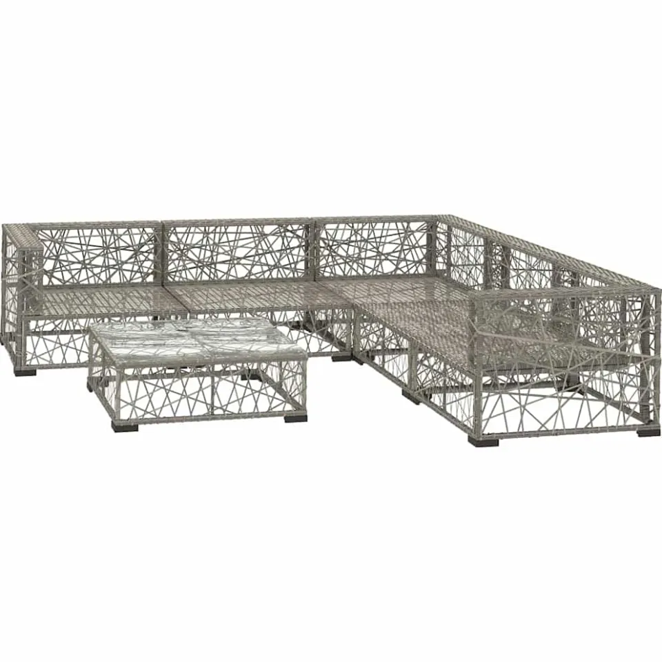 vidaXL 10-delige Loungeset met kussens poly rattan grijs
