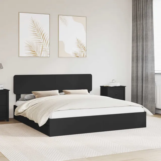 vidaXL Opslag bed met lade met opslag Zwart 200 x 200 cm Bewerkt hout