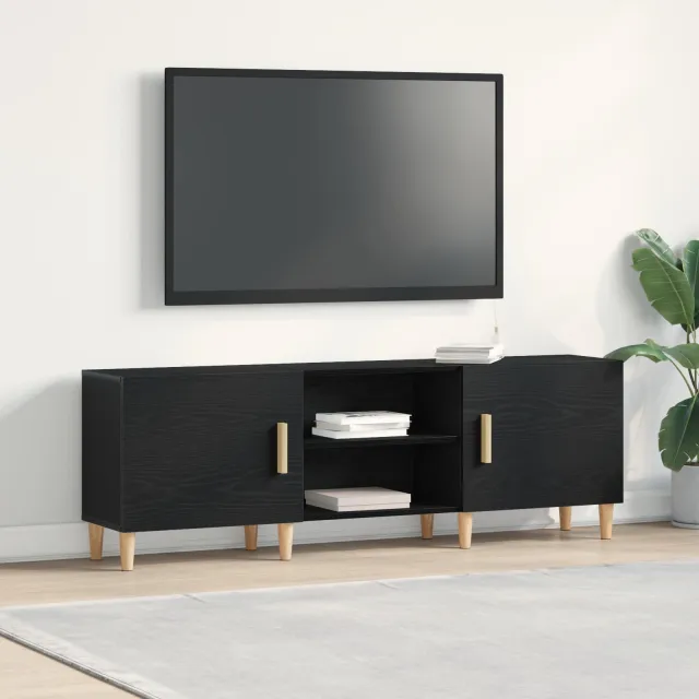 vidaXL TV-kast 150 x 30 x 50 cm Zwart Eiken Bewerkt hout, foto 2