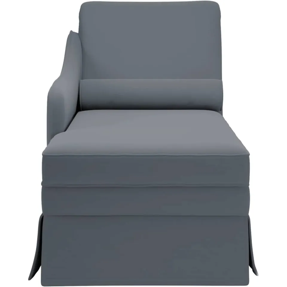 vidaXL Chaise longue met bolster&rechterarmleuning fluweel donkergrijs