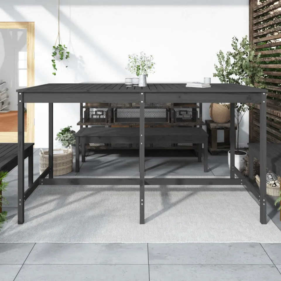 vidaXL Tuintafel 203,5x90x110 cm massief grenenhout grijs, foto 3