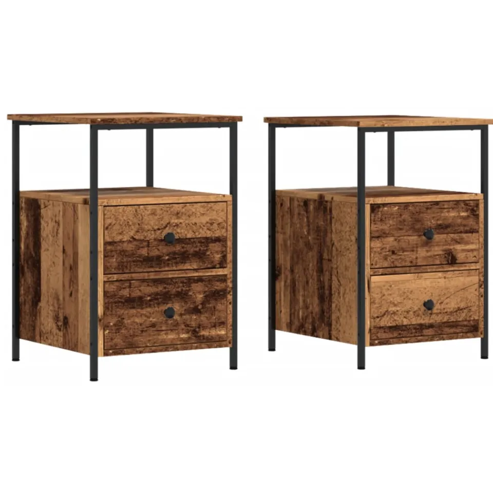 vidaXL Nachtkastjes 2 st 34x35,5x50 cm bewerkt hout oud houtkleurig bruin, foto 3