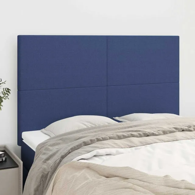 vidaXL Hoofdbord blauw 144x5x118/128 cm stof