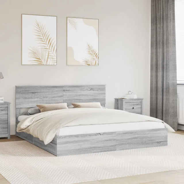 vidaXL Opslag bed Grijs Sonoma 180 x 200 cm Bewerkt hout