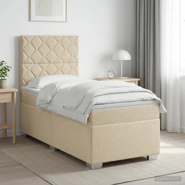 vidaXL Boxspringbed met matras Crèmekleurig 80 x 200 cm Stof