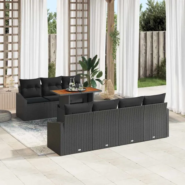 vidaXL Tuin Sofa Set 8 st Zwart Poly riet, foto 2