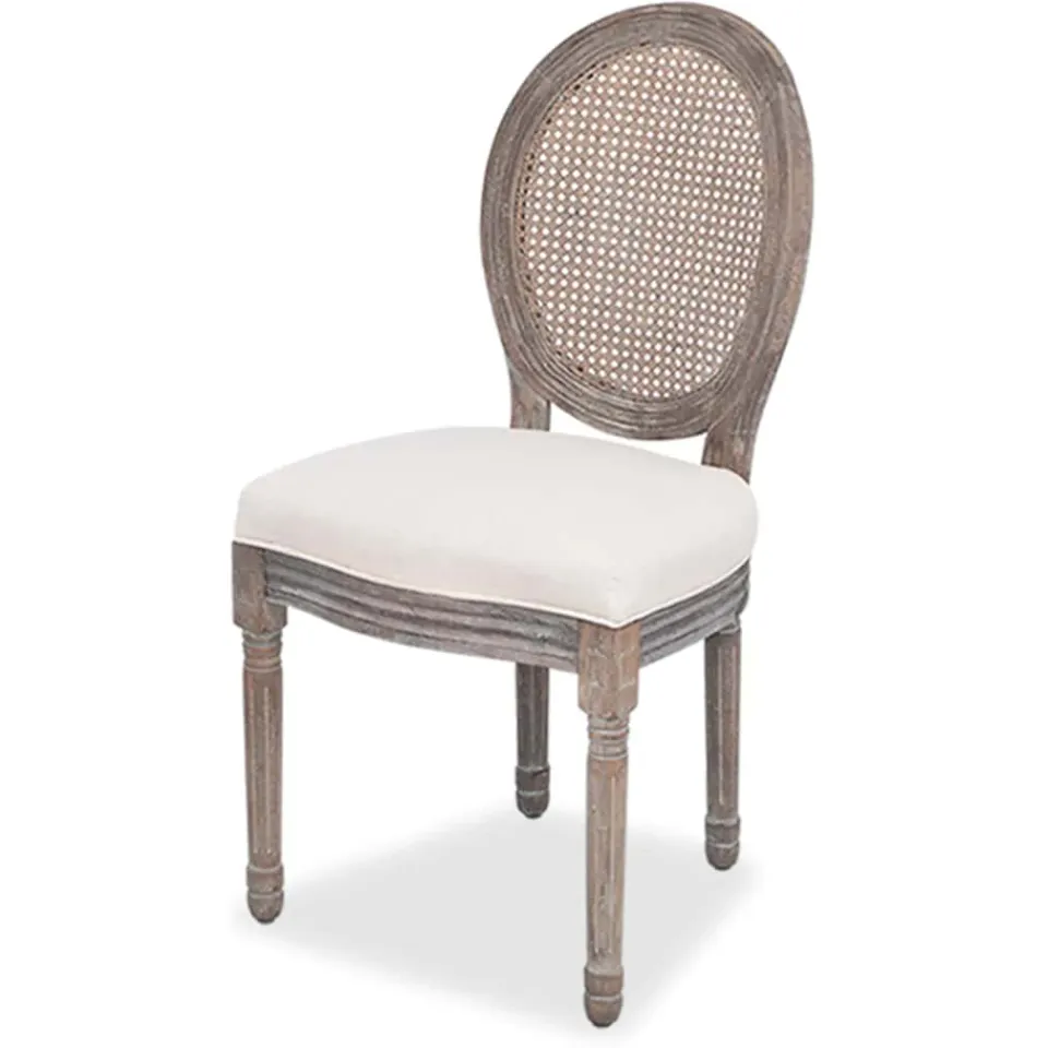 vidaXL Eetkamerstoelen 6 st stof crèmekleurig, foto 2