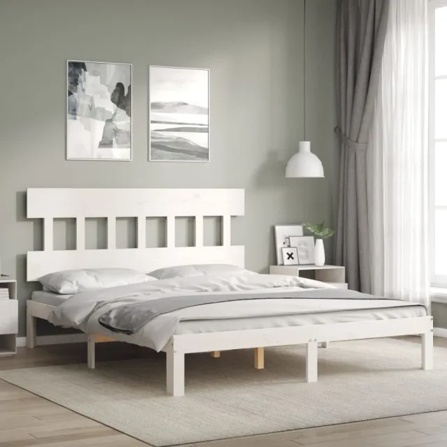 vidaXL Bedframe zonder matras massief grenenhout wit 160x200 cm