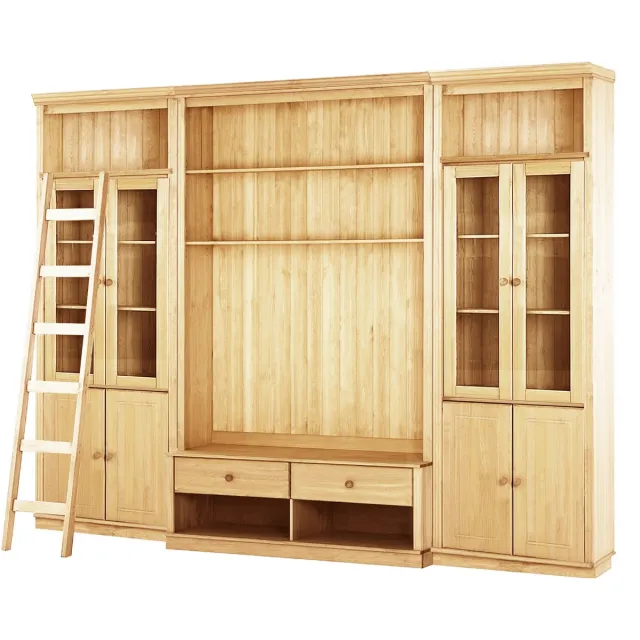 Notio Living Anita-Wandmeubel - Boekenkast & Lowboard - Grenen Bruin