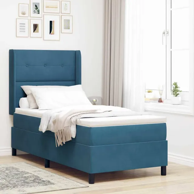 vidaXL Boxspringbed met hoofdeinde Blauw 100 x 200 cm Fluweel