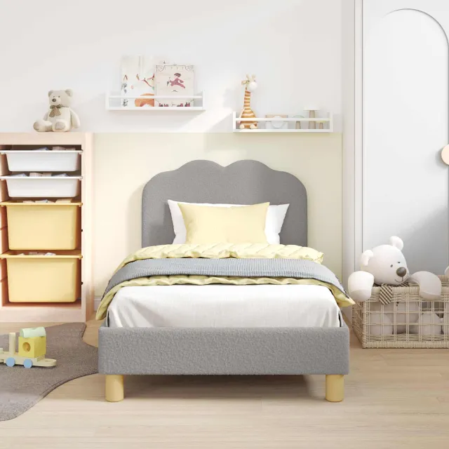 vidaXL Bedframe voor kinderen met hoofdbord Lichtgrijs 80 x 160 cm