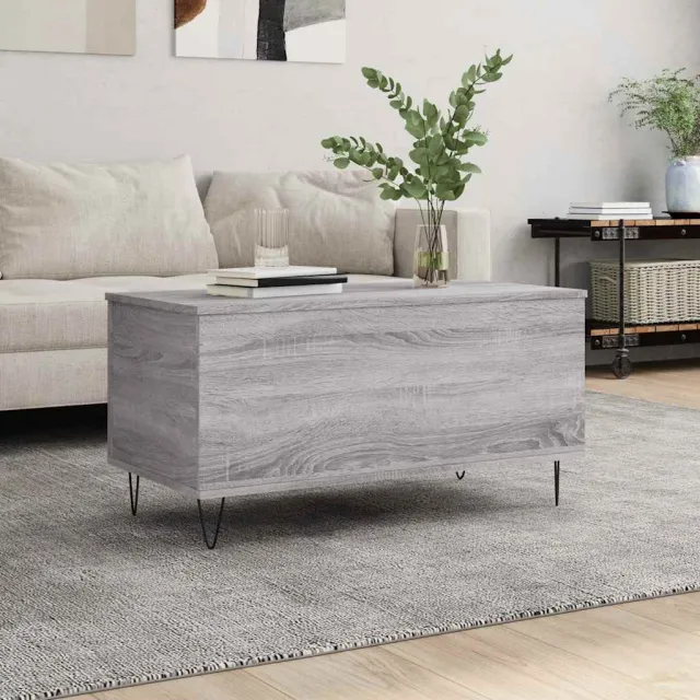 vidaXL Salontafel 90x44,5x45 cm bewerkt hout grijs sonoma eikenkleurig, foto 2