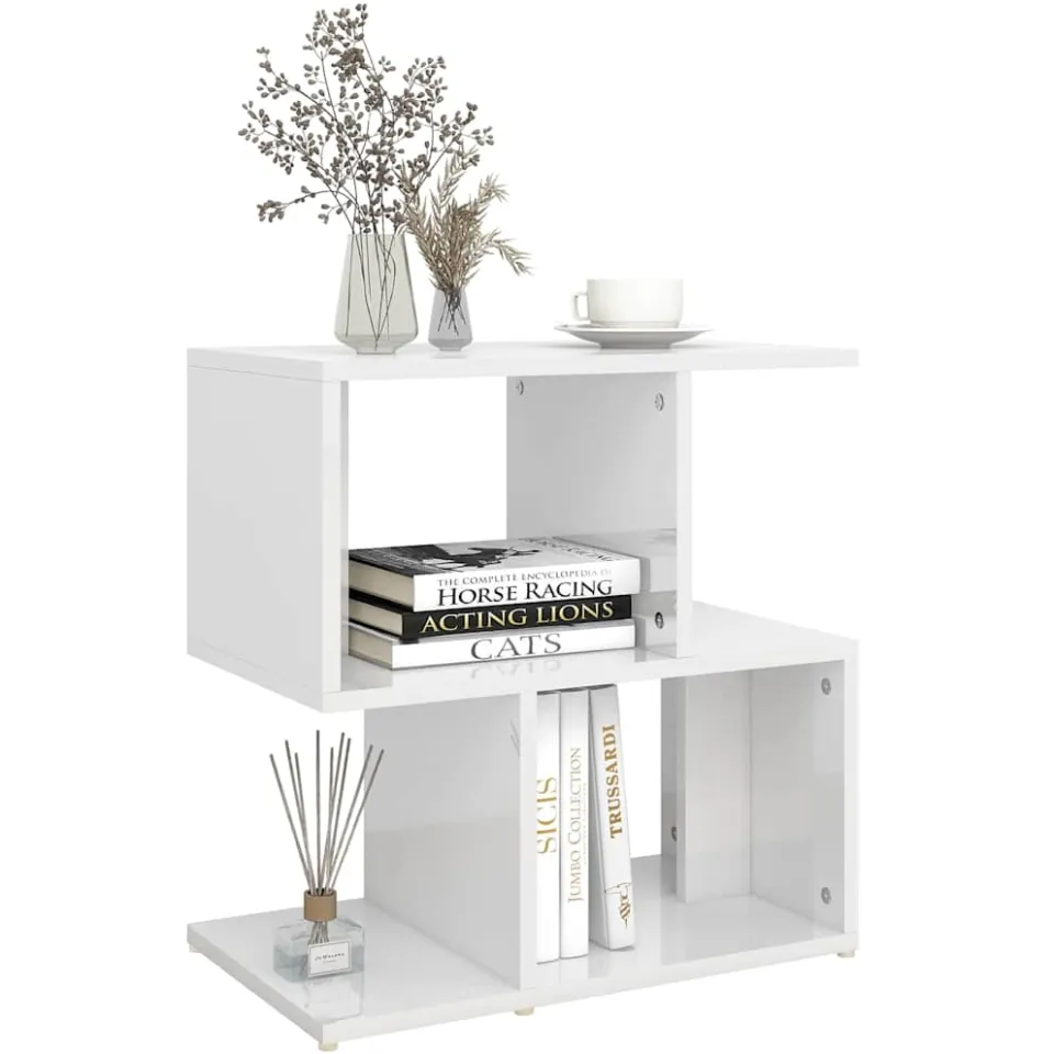 vidaXL Nachtkastjes 2 st 50x30x51,5 cm bewerkt hout hoogglans wit, foto 2