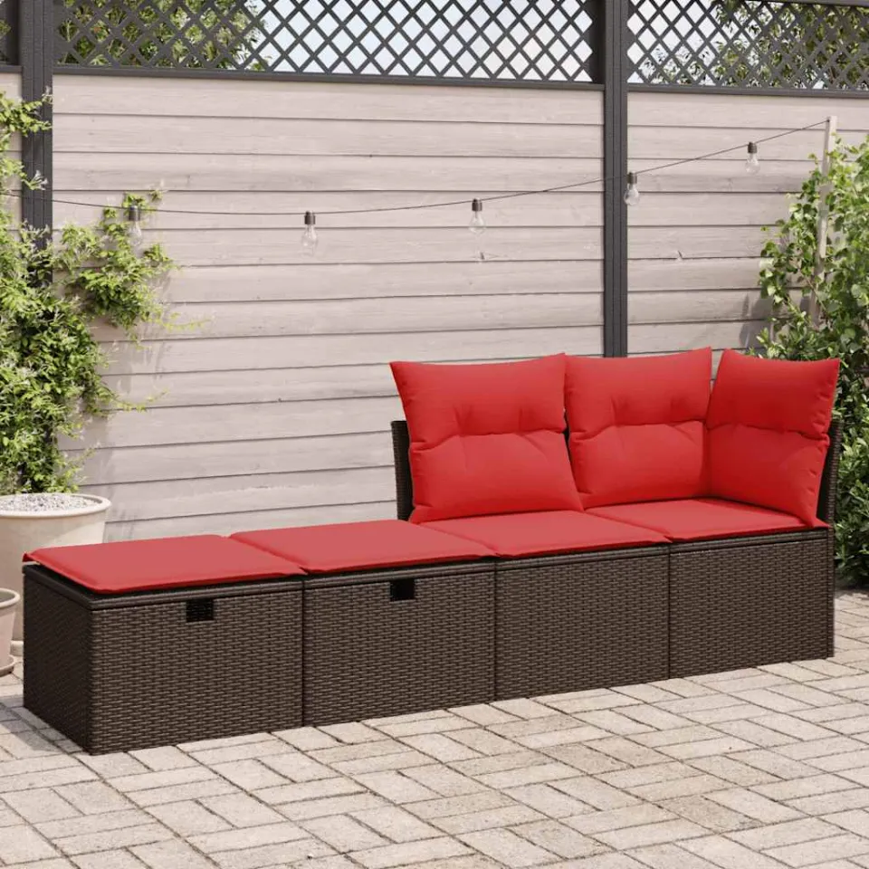 vidaXL 2-delige Loungeset met kussens poly rattan acacia bruin, foto 3