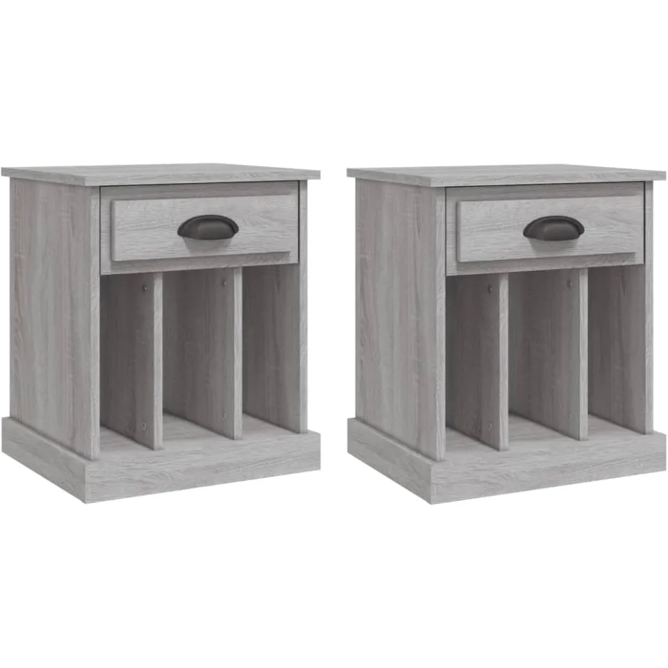 vidaXL Nachtkastjes 2 st 43x36x50 cm grijs sonoma eikenkleurig