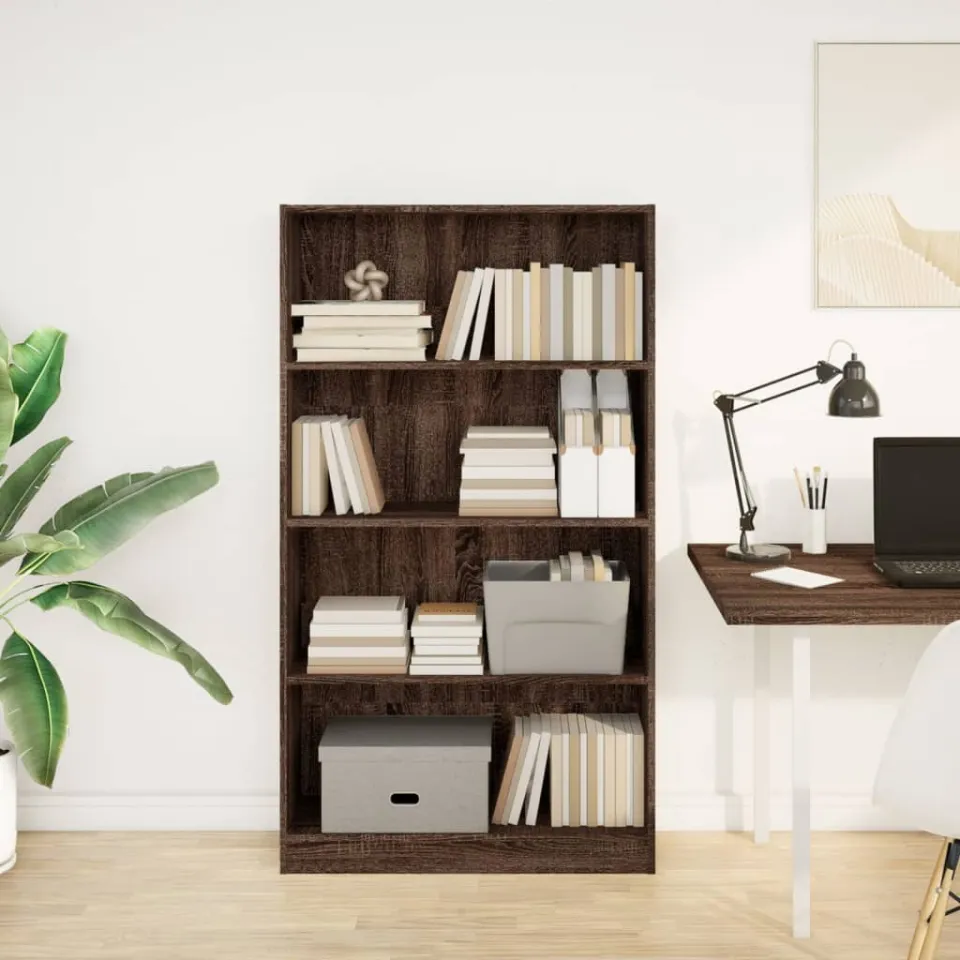 vidaXL Boekenkast 80x24x143 cm bewerkt hout bruin eikenkleurig, foto 2