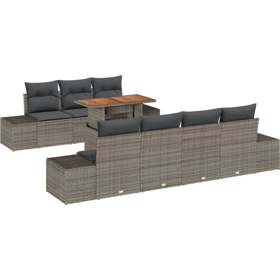 vidaXL Tuin Sofa Set 8 st Grijs Poly riet, foto 4