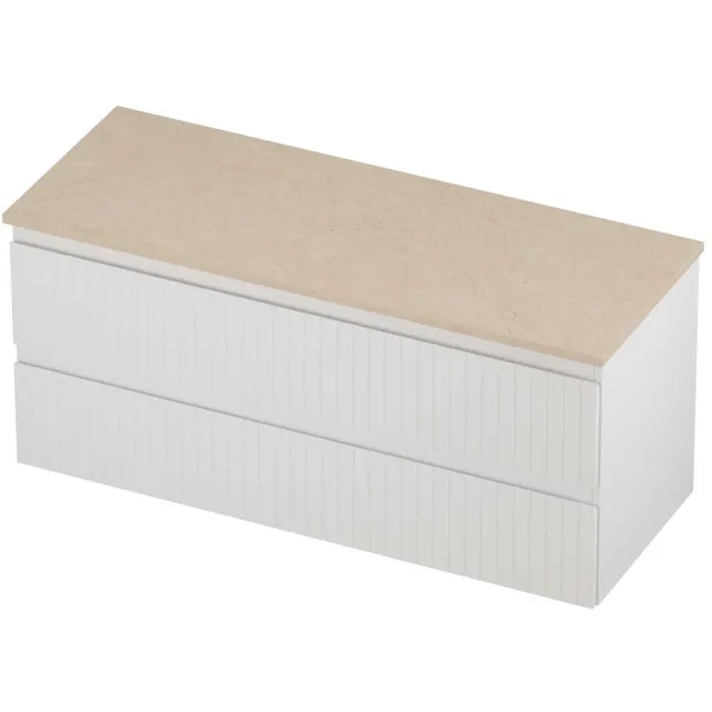 Proline Deck Badmeubelset Hardsteen Symmetrisch Gefreesd 120x46x55 cm Sand Stone Mat Wit
