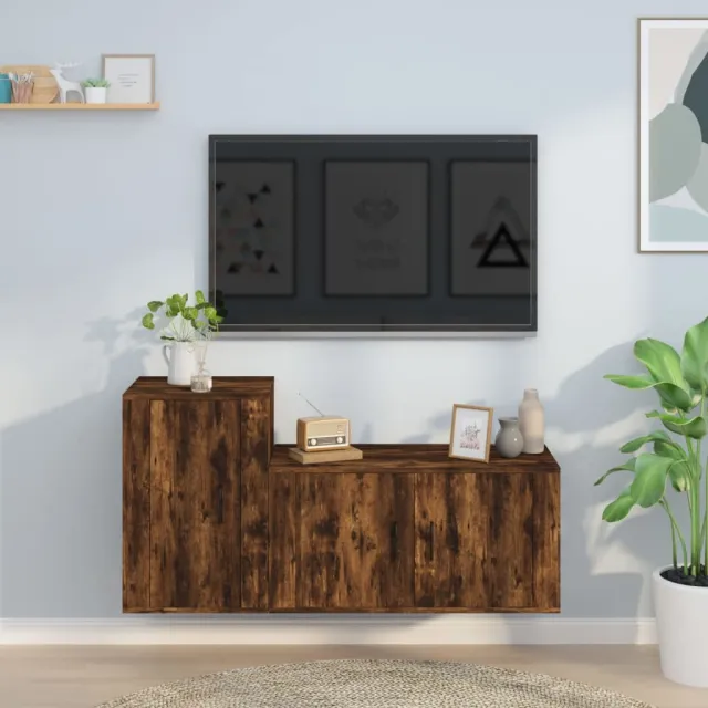 vidaXL 2-delige Tv-meubelset bewerkt hout gerookt eikenkleurig, foto 2
