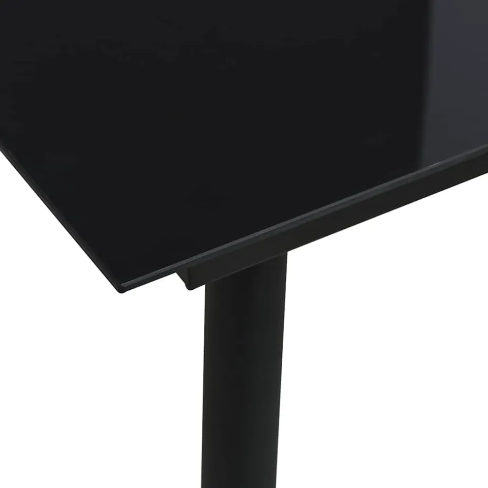 vidaXL Tuintafel 80x80x74 cm staal en glas zwart, foto 3