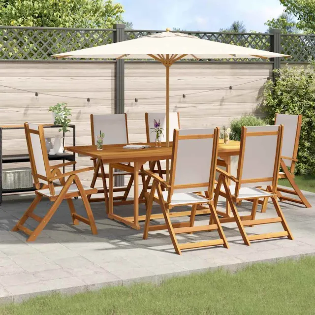 vidaXL 7-delige Tuinset massief acaciahout en textileen bruin, foto 2